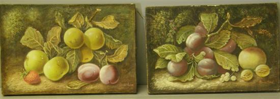 Appraisal: Oliver Clare still lives apples and plums pair of oils