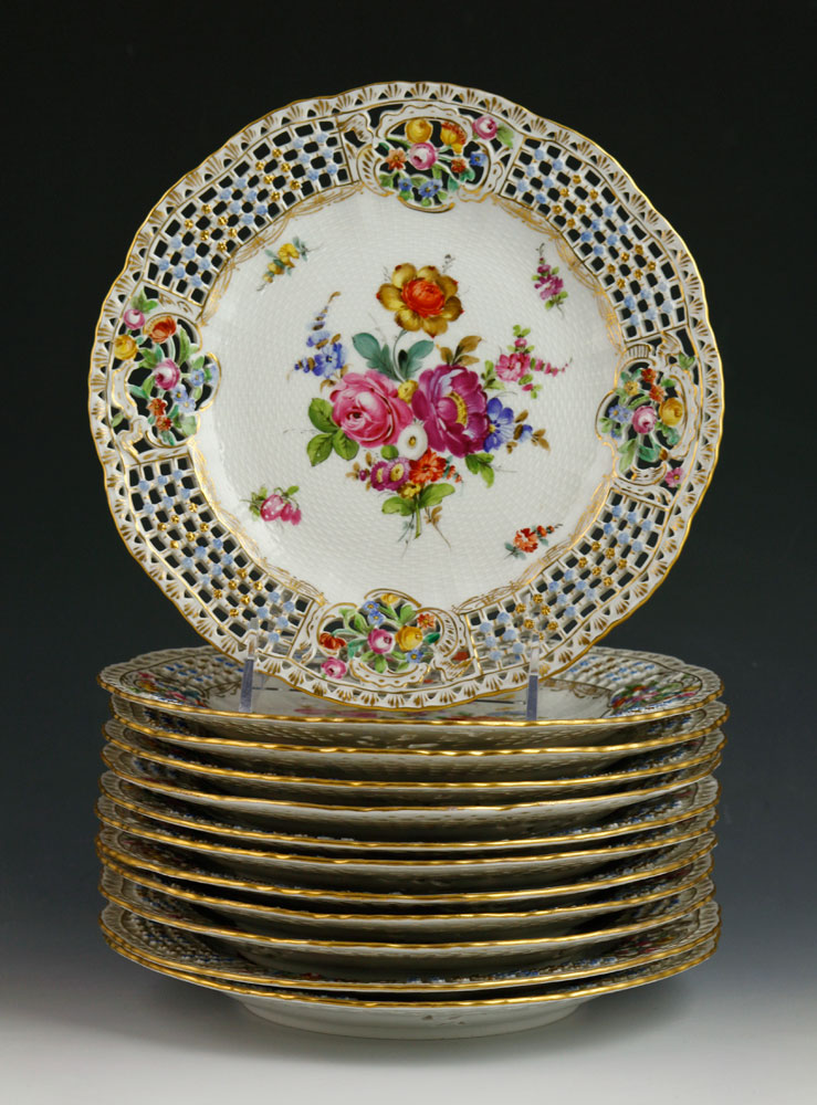 Appraisal: - Hand Painted Dresden Plates Lot of twelve hand painted