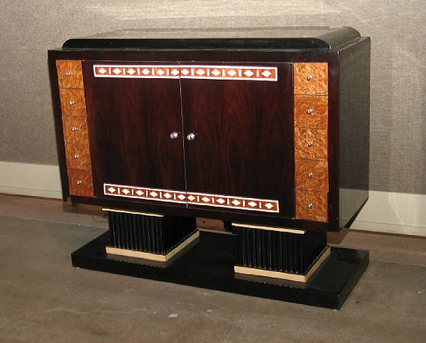 Appraisal: An Art Deco style inlaid lacquer side cabinet height in