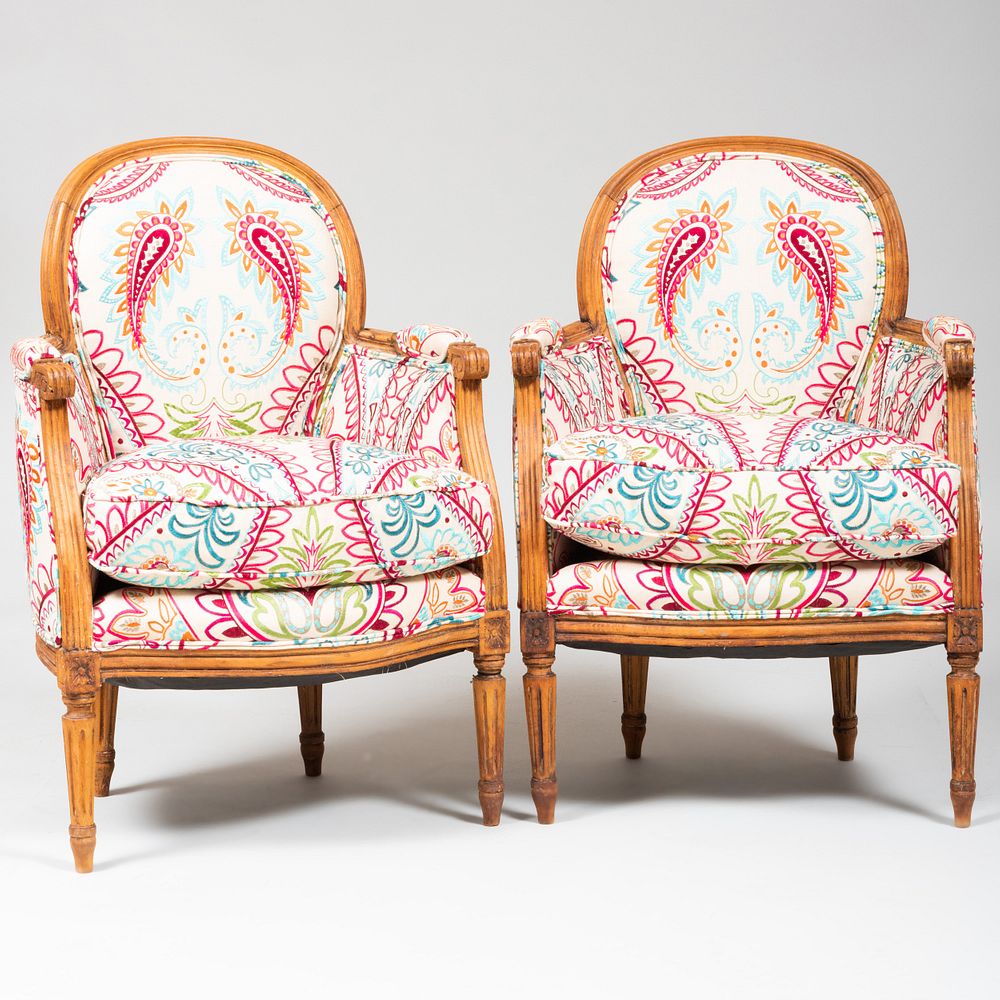 Appraisal: Pair of Louis XVI Style Beechwood Berg res x x