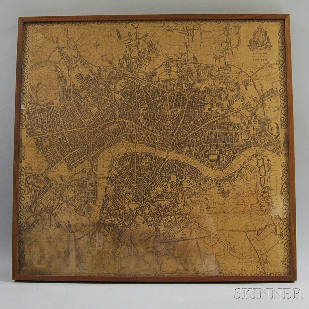 Appraisal: Framed Cloth Printed with a Historical Map of London after