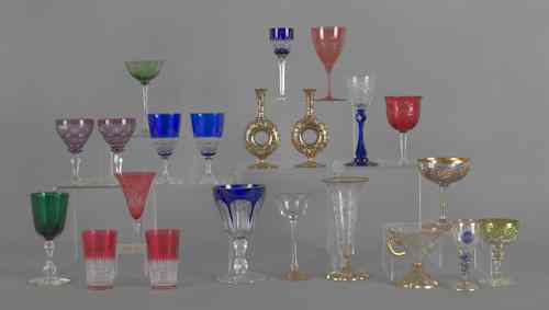 Appraisal: Collection of art glass stemware to include enamel cut to