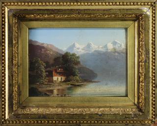 Appraisal: Painting Chalet by A Mountain Lake European School th century