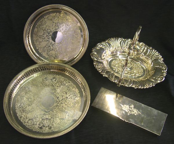 Appraisal: Group of Four Silverplate Items consisting of an oblong English