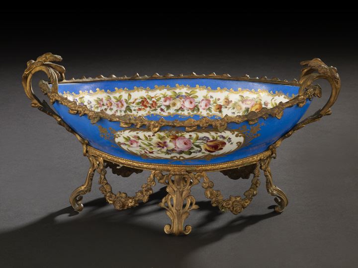 Appraisal: Sevres Porcelain Bowl of navette form with later Floral Band