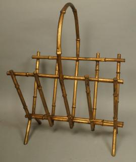 Appraisal: Italian Gilt Metal Faux Bamboo Magazine Rack V f Italian