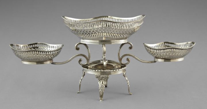 Appraisal: International Silverplate Epergne of tiered quadrupedal form in the George