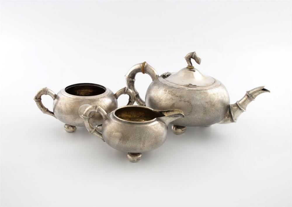 Appraisal: A three-piece early th century Chinese silver tea set