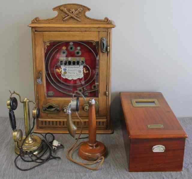 Appraisal: Lot of Stick Phones a Mahogany Cashbox and aFrench Je