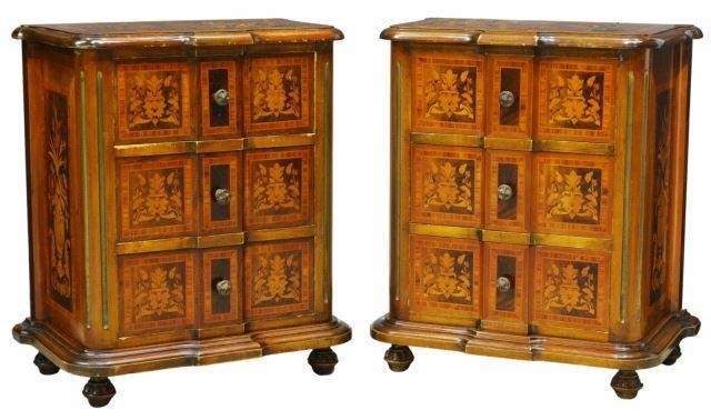 Appraisal: lot of Dutch marquetry bedside cabinets th c each having