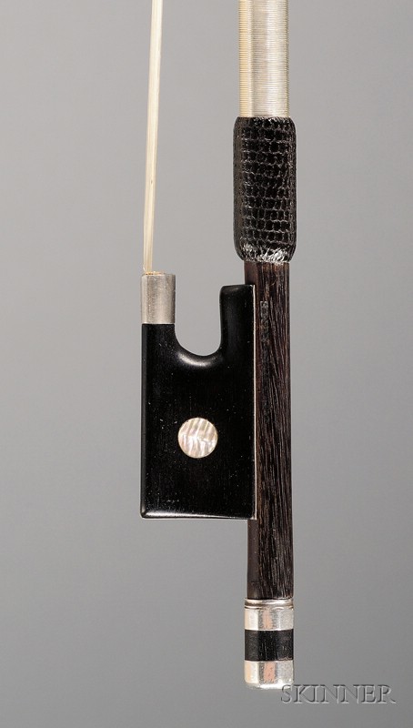 Appraisal: French Silver Mounted Violin Bow Attributed to Nicolas Maire c