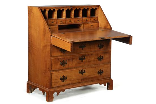 Appraisal: CHIPPENDALE SLANT-FRONT DESK New England nd half- th century curly