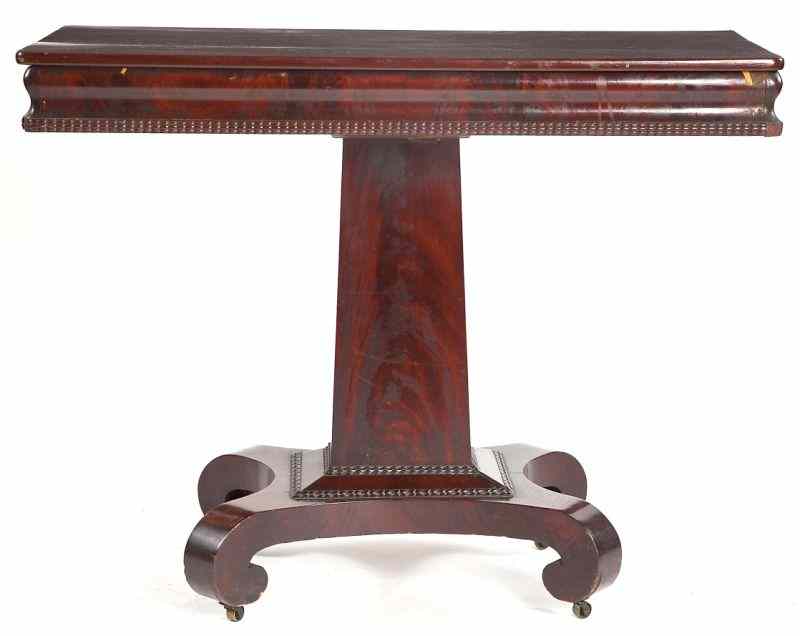 Appraisal: American Empire Card Tablecirca s mahogany and mahogany veneers swivel