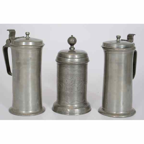 Appraisal: English Pewter Tankards English th century An assembled group of