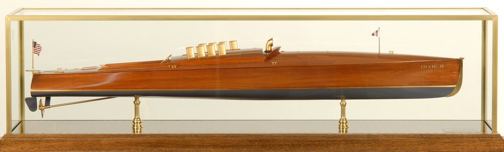 Appraisal: CASED SCALE MODEL OF THE COMPETITION SPEEDBOATDIXIE IIPlanked hull with