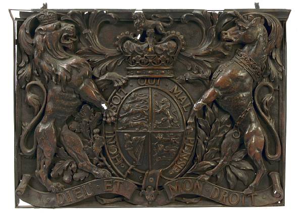 Appraisal: A Victorian copper Royal coat of arms height in width