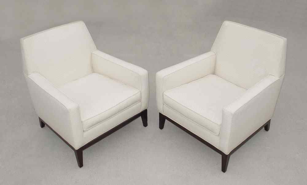 Appraisal: EDWARD WORMLEY FOR DUNBAR PAIR EASY CHAIRS Upholstered on wood