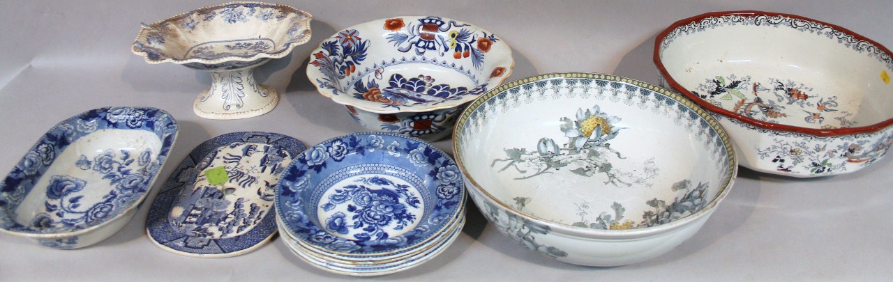 Appraisal: Various pottery wash bowls comprising an early thC Doulton pattern