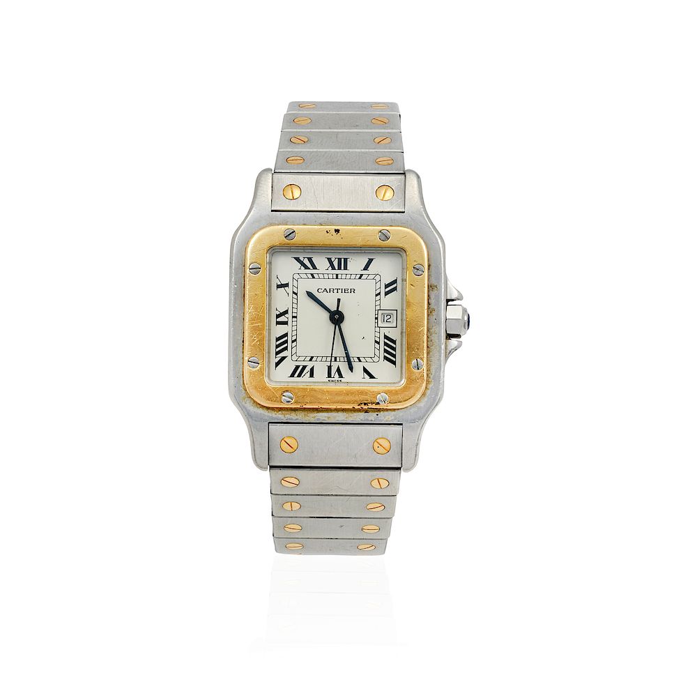 Appraisal: Men's Cartier Santos Wristwatch Men's two tone Cartier Santos wristwatch