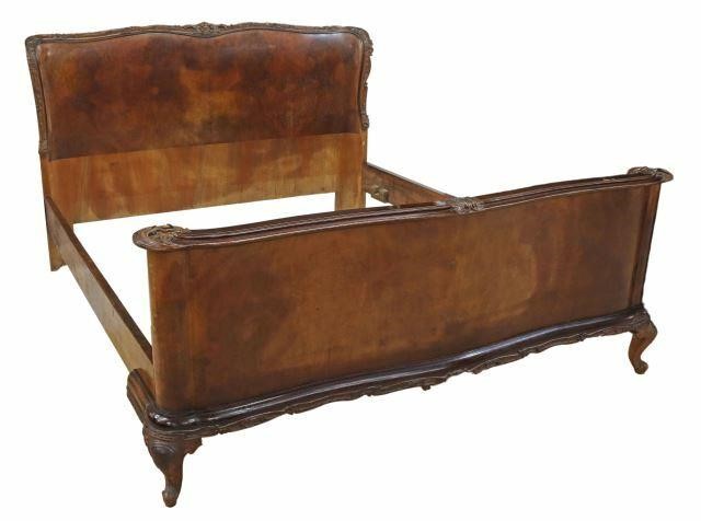 Appraisal: Venetian walnut bed th c headboard with curved ends carved