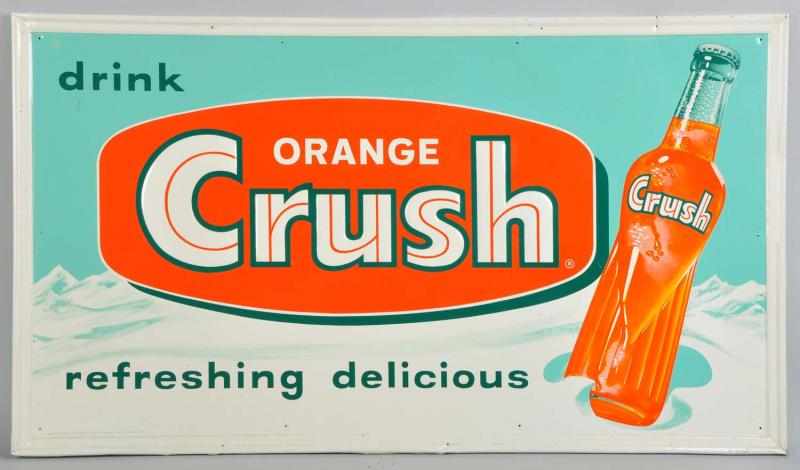 Appraisal: Embossed Tin Orange Crush Sign Description s Nice bright colors