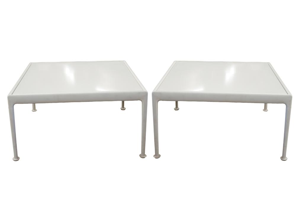 Appraisal: PAIR OF RICHARD SCHULTZ FOR KNOLL PATIO TABLESenameled white metal