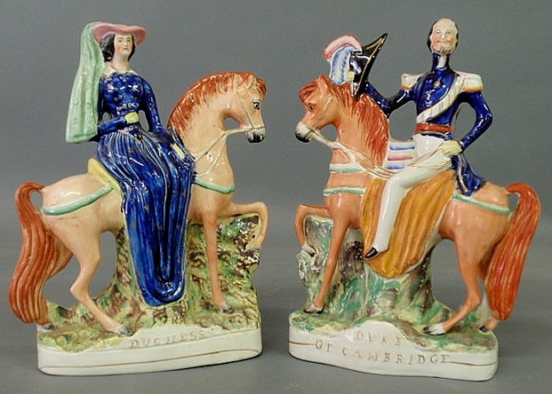 Appraisal: Pair of Staffordshire figures of the Duke and Duchess of