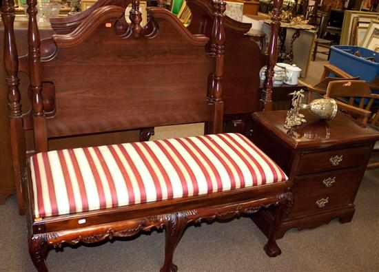 Appraisal: Georgian style mahogany diminutive chest Chippendale style mahogany window bench