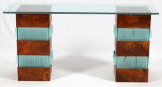 Appraisal: ART DECO CONSOLE TABLE W GLASS TOP ART DECO CONSOLE