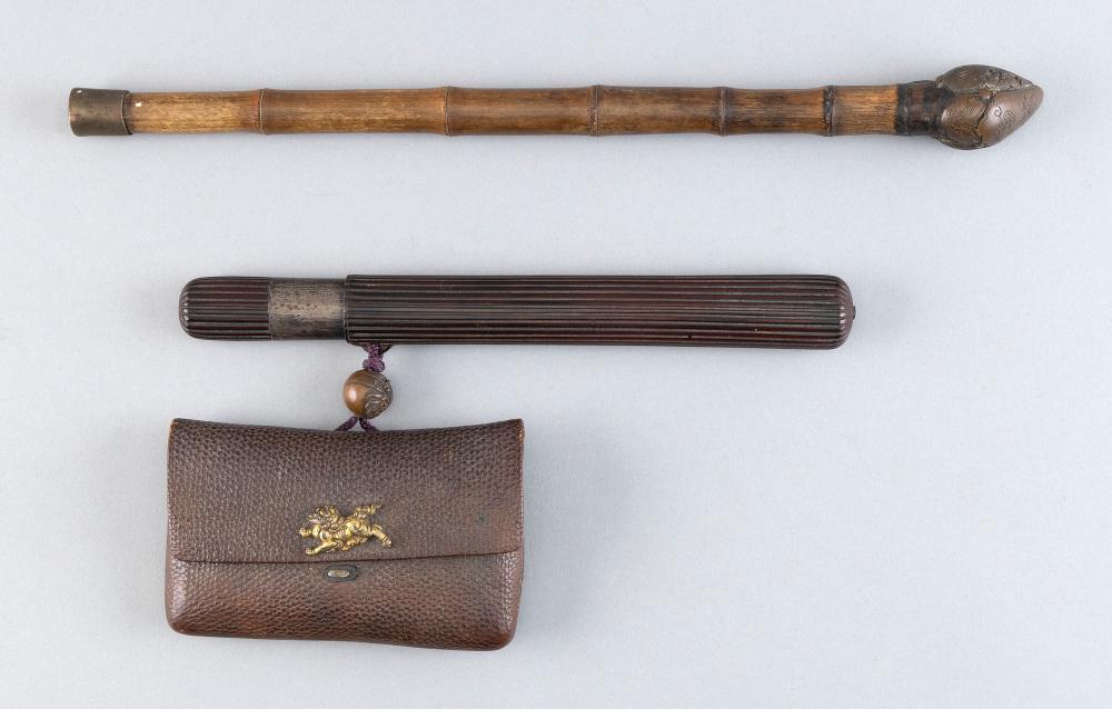 Appraisal: TWO JAPANESE SMOKING IMPLEMENTS MEIJI PERIODTWO JAPANESE SMOKING IMPLEMENTS Meiji