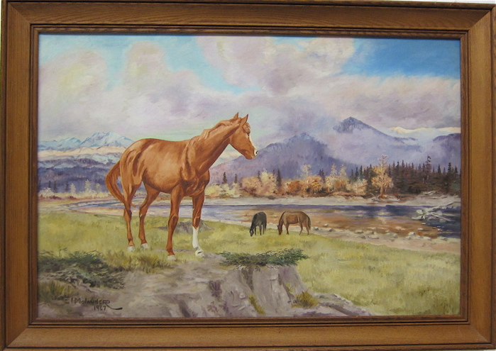 Appraisal: E L MOLANDER OIL ON CANVAS American th century Horses