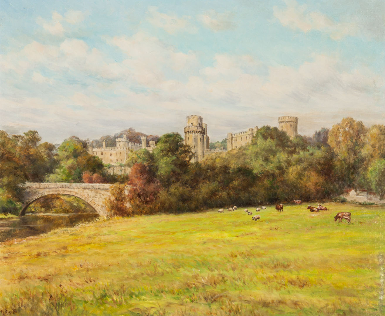 Appraisal: F G Trott Warwick Castle oil on canvas British th