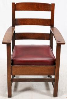 Appraisal: LIMBERTS MISSION OAK OPEN ARMCHAIR C LIMBERTS MISSION OAK OPEN