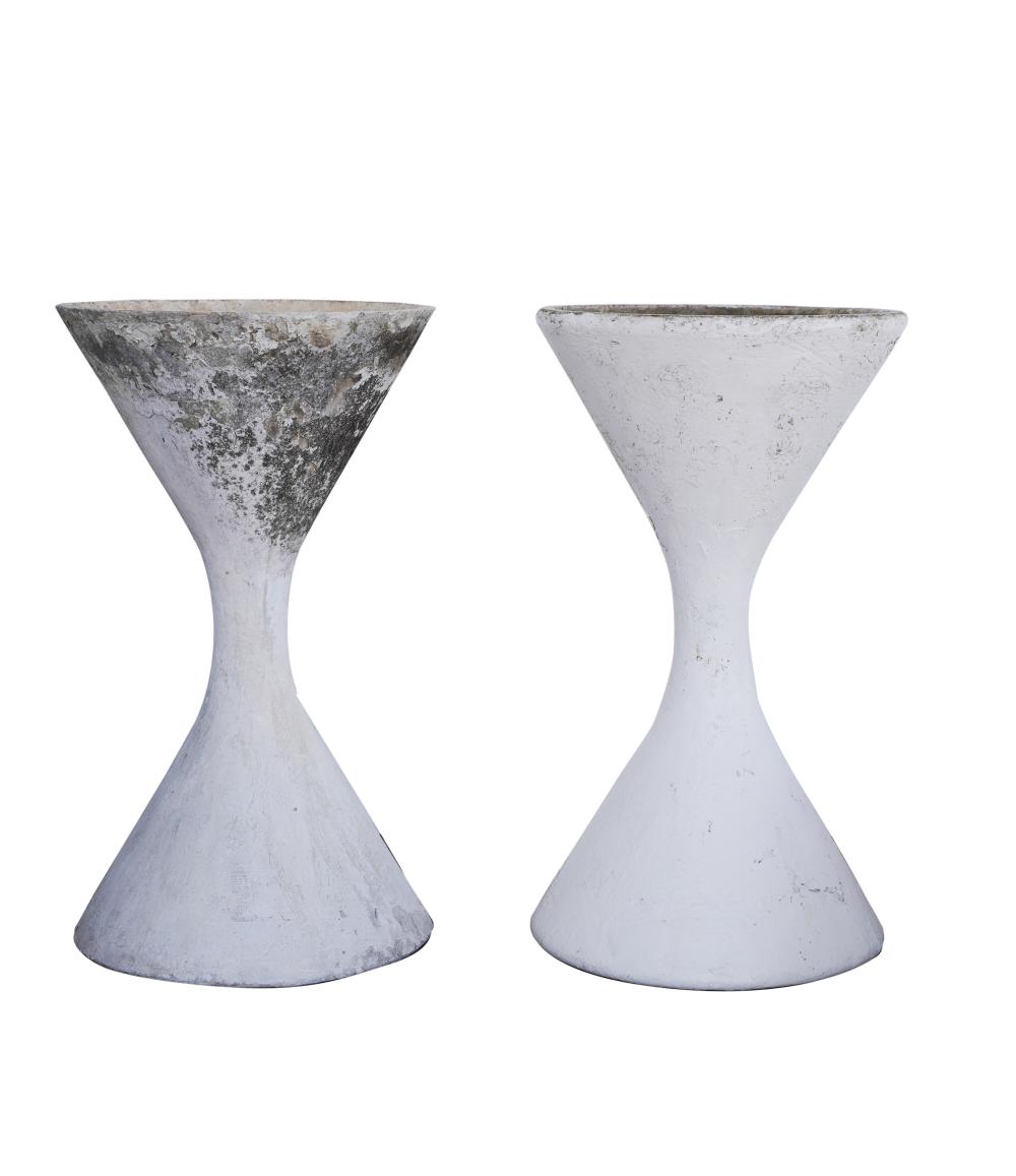 Appraisal: WILLY GUHL PAIR DIABOLO PLANTERS s fibrated concrete with drainage