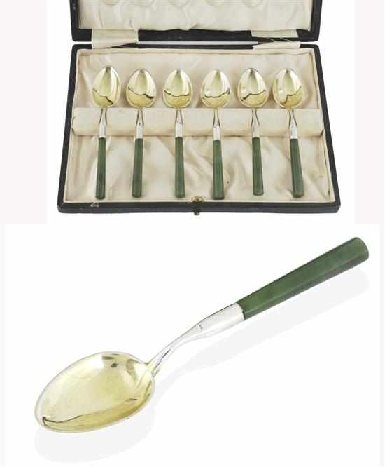 Appraisal: A CASED SET OF NEW ZEALAND SILVER GILT COFFEE SPOONS