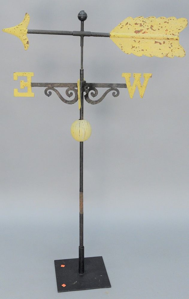 Appraisal: Iron Arrow Weathervane with iron directional on stand total height