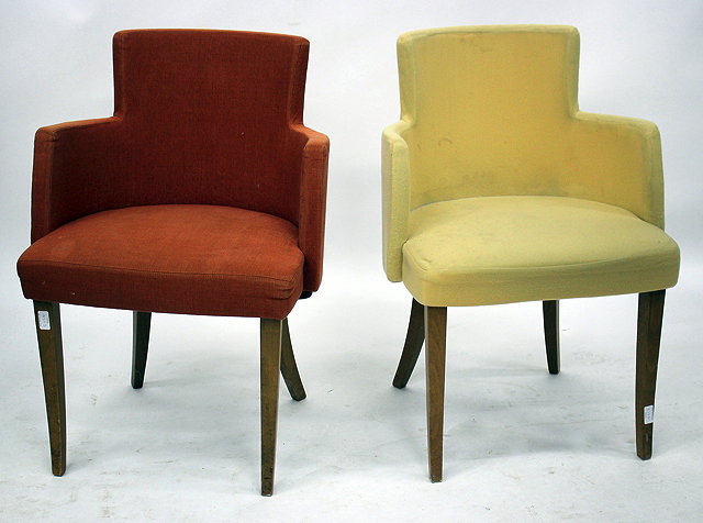 Appraisal: SIX ENRICO FRANZOLINI FOR ACCADEMIA CHAIRS with beechwood splayed legs