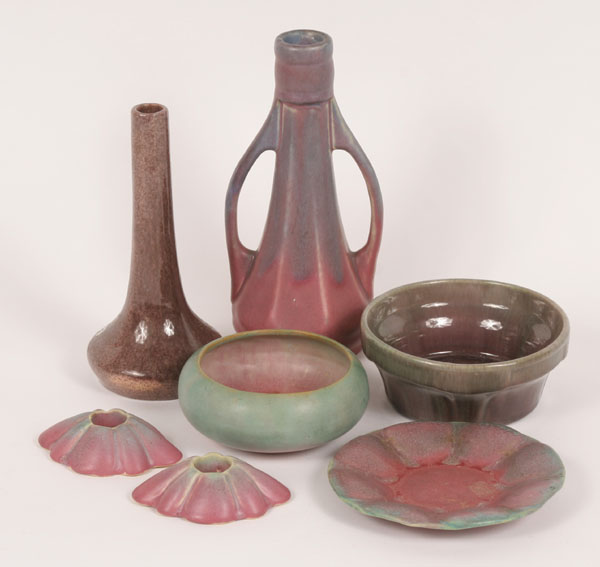 Appraisal: Lot of seven pieces Muncie Art Pottery some unusual and