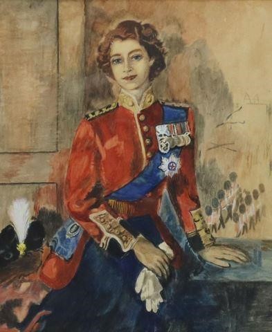 Appraisal: Framed watercolor painting on paper Her Majesty Queen Elizabeth II