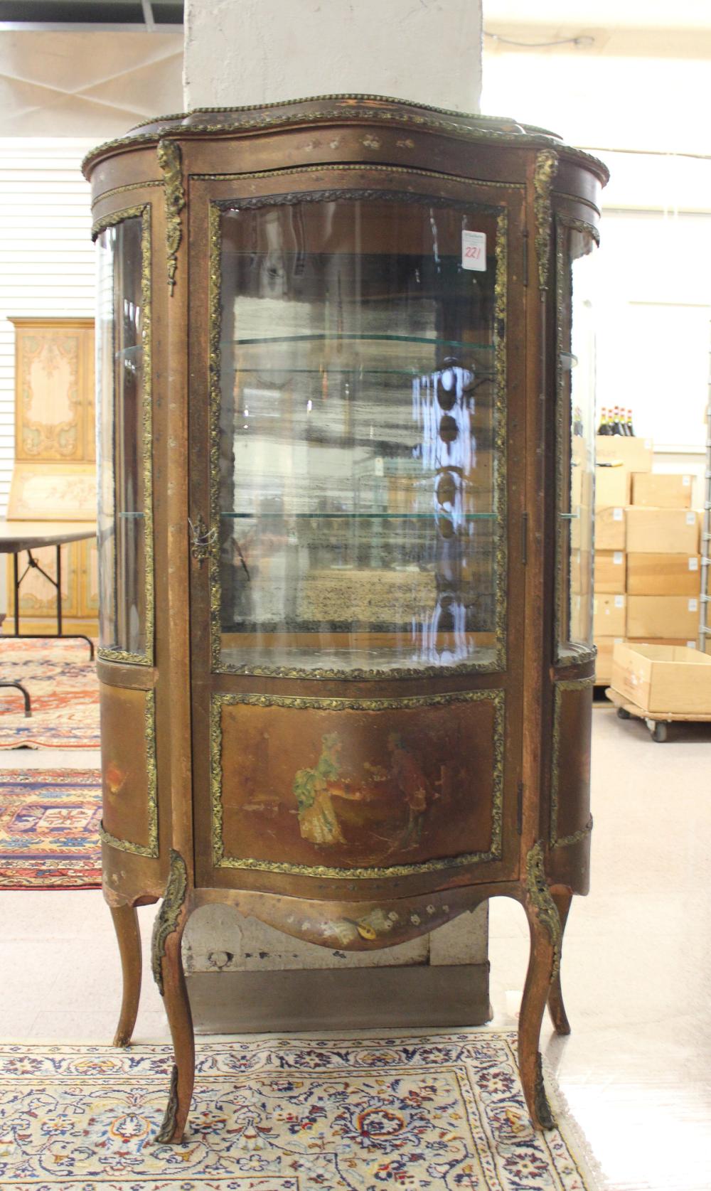 Appraisal: LOUIS XV STYLE 'VERNIS MARTIN' VITRINE American c having a