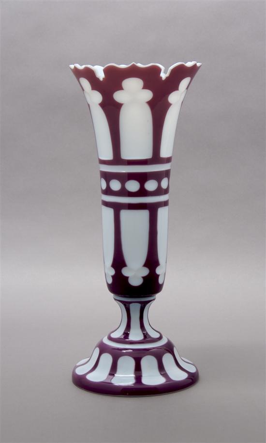 Appraisal: An English Cased Glass Vase Height inches