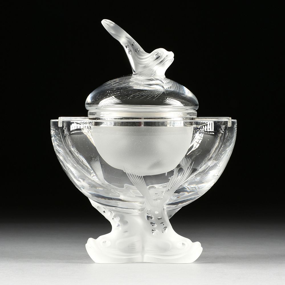 Appraisal: A LALIQUE FROSTED AND CLEAR CRYSTAL LIDDED CAVIAR BOWL SET