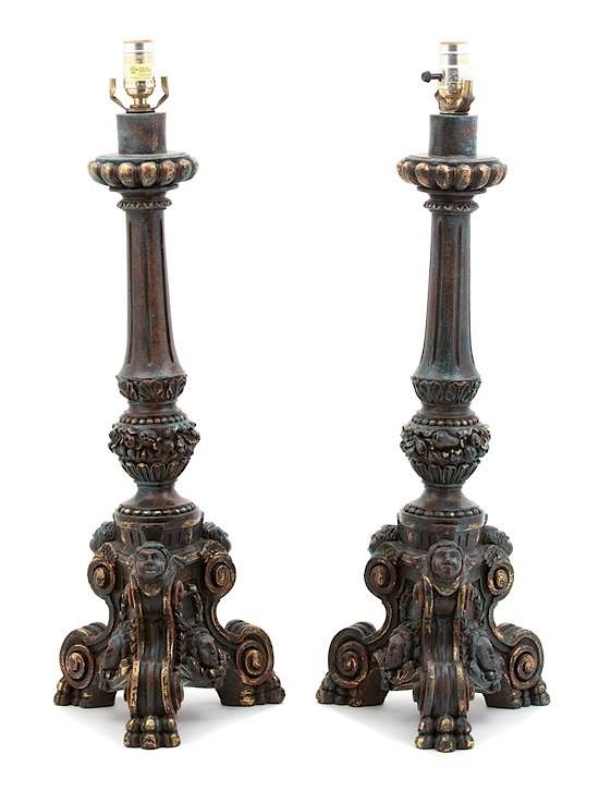 Appraisal: A Pair of Italian Baroque Style Painted and Parcel Gilt