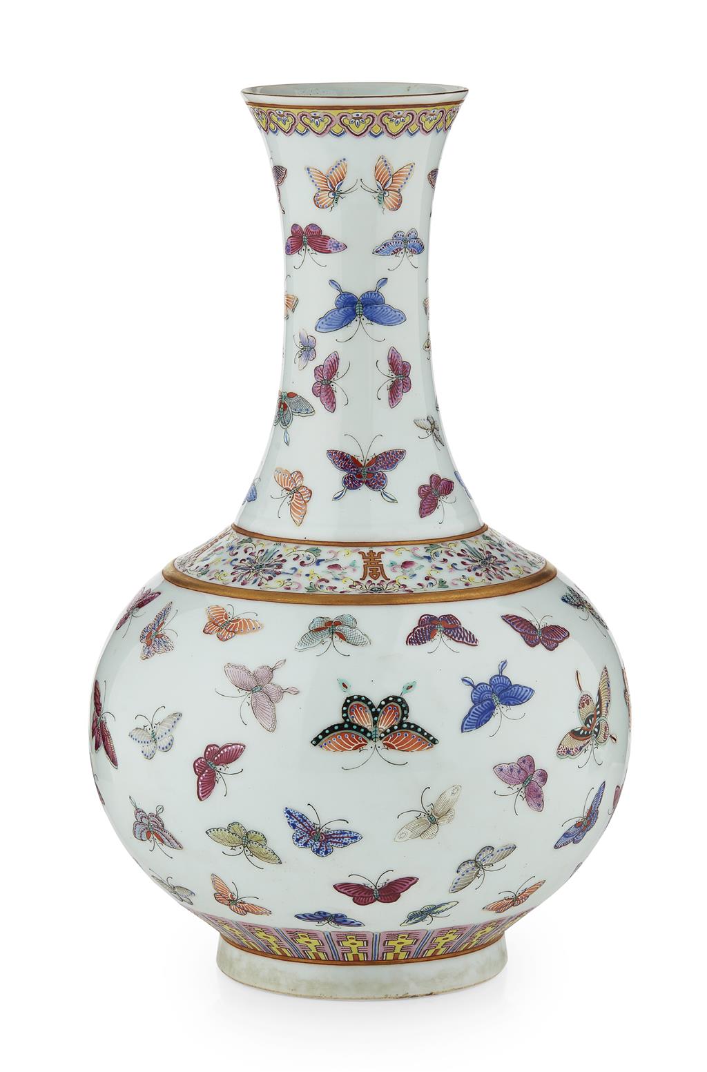 Appraisal: FAMILLE ROSE 'HUNDRED BUTTERFLIES' VASE XUANTONG MARK AND OF THE