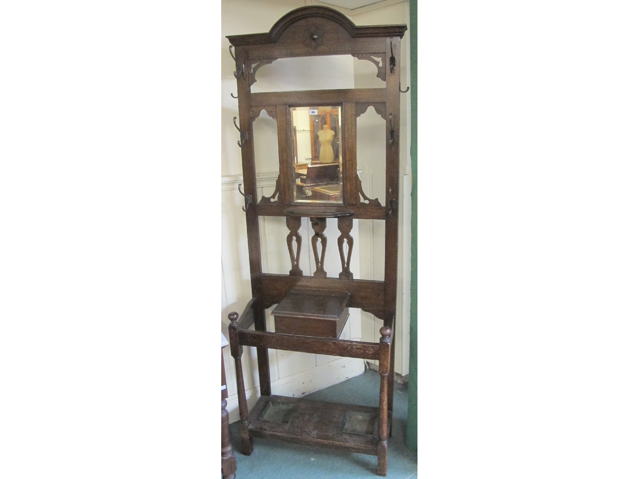 Appraisal: A Victorian oak mirrored hall stand