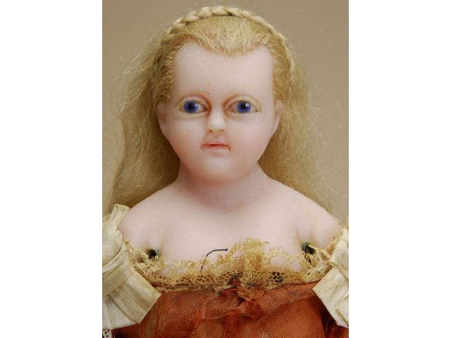 Appraisal: All Original English Poured Wax Doll with Baby England ca