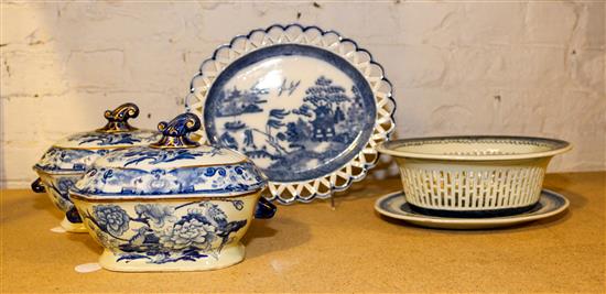 Appraisal: Sale Lot Five Blue and White Ceramic Serving Dishes comprising