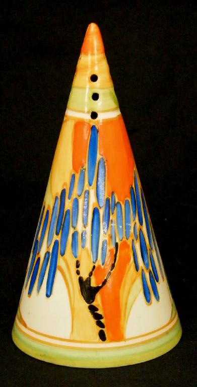 Appraisal: Windbells' Fantasque Bizarre conical sugar sifter high