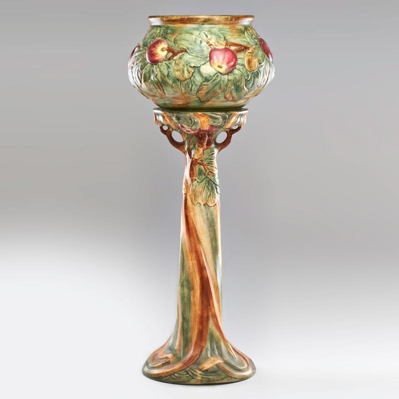 Appraisal: WELLER Baldin Apple jardiniere and pedestal Zanesville OH - Pedestal