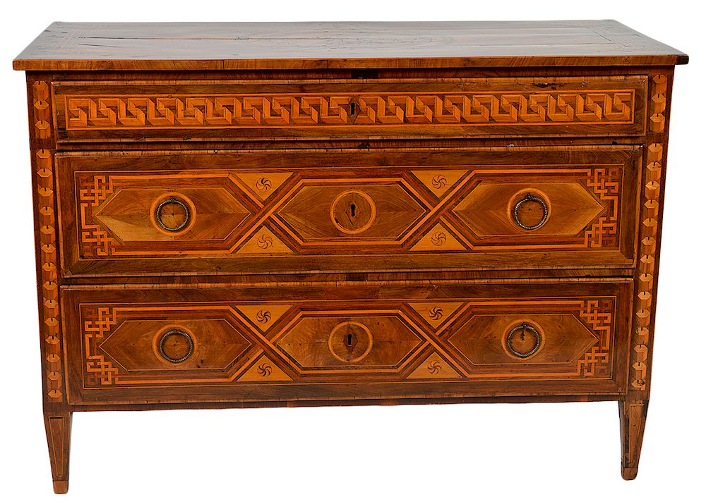 Appraisal: th C Italian Neoclassical Marquetry Commode drawer neoclassical thc marquetry